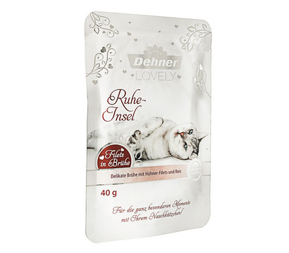 Dehner Premium Lovely Katzensnack Filets in Brühe Ruhe-Insel, 40 g