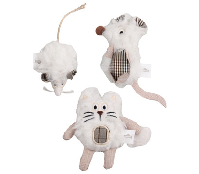 Dehner Premium Lovely Katzenspielzeug Set Kuschel-Mäuschen, Ratte & Katze, 3-teilig