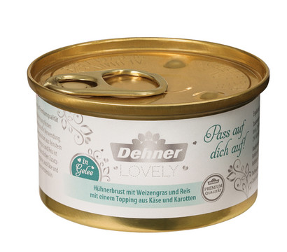 Dehner Premium Lovely Nassfutter für Katzen in Gelee Pass auf dich auf!, 85 g