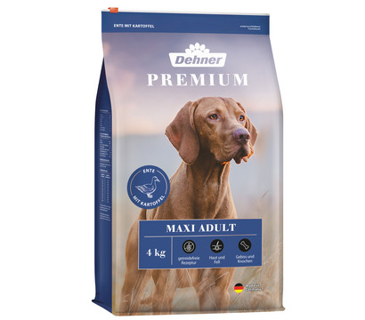 Dehner Premium Trockenfutter für Hunde Maxi Adult, Ente & Kartoffel