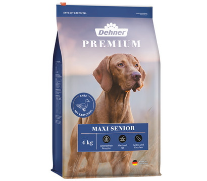 Dehner Premium Trockenfutter für Hunde Maxi Senior, Ente & Kartoffel