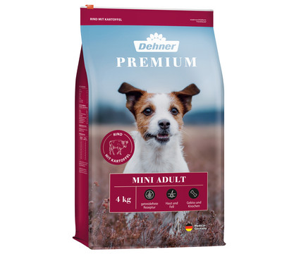 Dehner Premium Trockenfutter für Hunde Mini Adult, Rind & Kartoffel