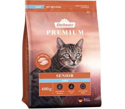 Dehner Premium Trockenfutter für Katzen Light Senior, Geflügel