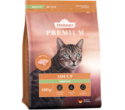 Dehner Premium Trockenfutter für Katzen Sensitive Adult, Pute