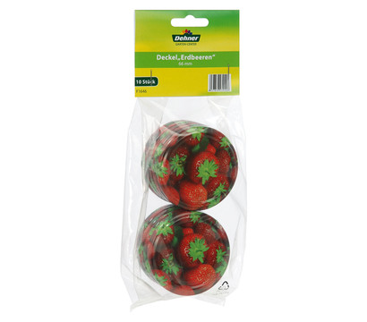 Dehner Schraubdeckel Erdbeeren für Einmachgläser, Ø66 mm, 10er-Set