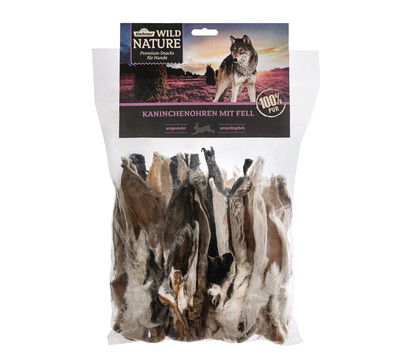 Dehner Wild Nature Hundesnack Kaninchenohren mit Fell, 500 g