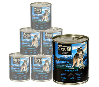 Dehner Wild Nature Nassfutter für Hunde Gebirgssee Adult, 6 x 400 g/800 g