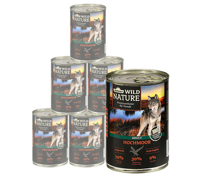 Dehner Wild Nature Nassfutter für Hunde Hochmoor Adult, 6 x 400 g/800 g