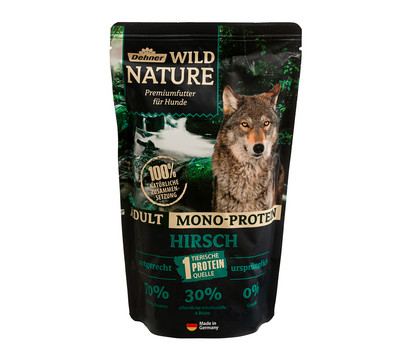 Dehner Wild Nature Nassfutter für Hunde Mono-Protein Adult, Hirsch, 500 g