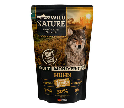 Dehner Wild Nature Nassfutter für Hunde Mono-Protein Adult, Huhn, 500 g