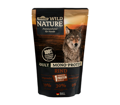 Dehner Wild Nature Nassfutter für Hunde Mono-Protein Adult, Rind, 500 g