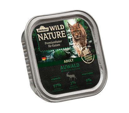 Dehner Wild Nature Nassfutter für Katzen Auwald Adult, Hirsch & Truthahn, 100 g