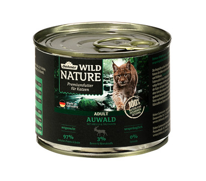 Dehner Wild Nature Nassfutter für Katzen Auwald Adult, Hirsch & Truthahn, 200 g/400 g