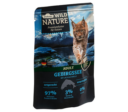 Dehner Wild Nature Nassfutter für Katzen Gebirgssee Adult, Lachs & Forelle, 85 g