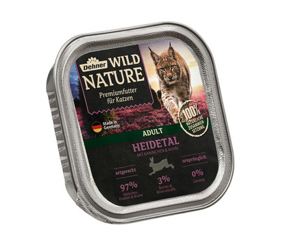 Dehner Wild Nature Nassfutter für Katzen Heidetal Adult, Kaninchen & Huhn, 100 g