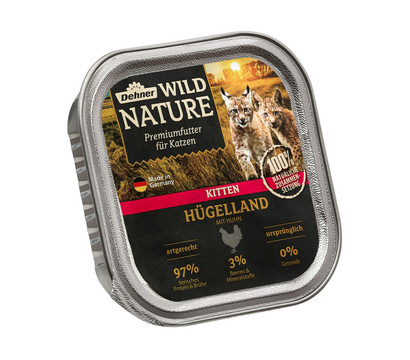 Dehner Wild Nature Nassfutter für Katzen Hügelland Kitten, Huhn, 100 g