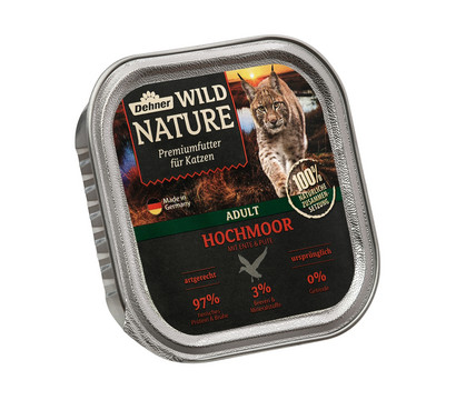 Dehner Wild Nature Nassfutter für Katzen Hochmoor Adult, Ente & Pute, 100 g