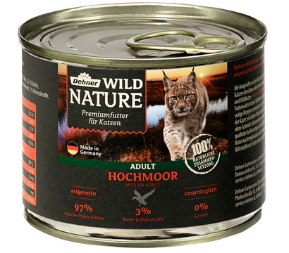 Dehner Wild Nature Nassfutter für Katzen Hochmoor Adult, Ente & Pute, 200 g/400 g