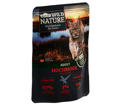 Dehner Wild Nature Nassfutter für Katzen Hochmoor Adult, Ente & Pute, 85 g