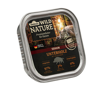 Dehner Wild Nature Nassfutter für Katzen Unterholz Senior, Wildschwein, 100 g