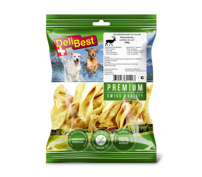 DeliBest Premium Hundesnack Hirschohren, 100 g