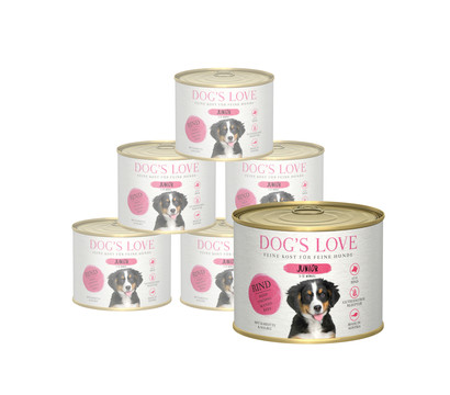 DOG'S LOVE Nassfutter für Hunde Junior, 6 x 200 g