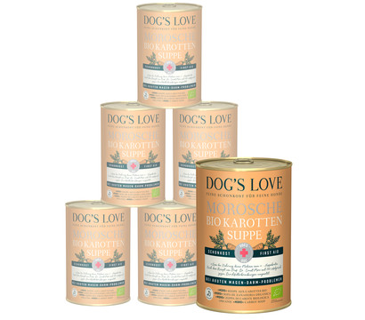 DOG'S LOVE Nassfutter für Hunde Schonkost Morosche Bio Karotten Suppe, Adult, 6 x 400 g