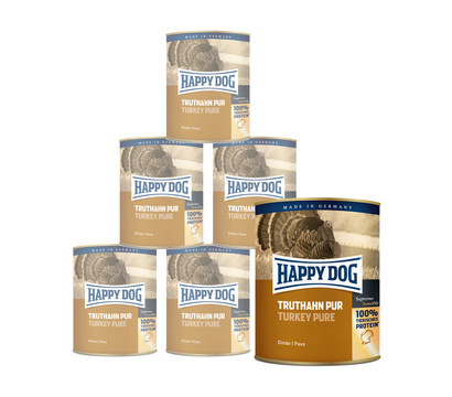 Happy Dog Nassfutter für Hunde Pur, 6 x 400 g/12 x 400 g