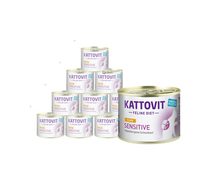 KATTOVIT Feline Diet Nassfutter für Katzen Sensitive, 12 x 185 g