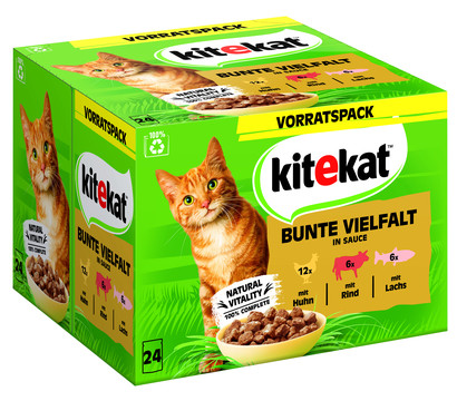 KITEKAT® Nassfutter für Katzen Multipack Bunte Vielfalt in Sauce, Adult, 24 x 85 g
