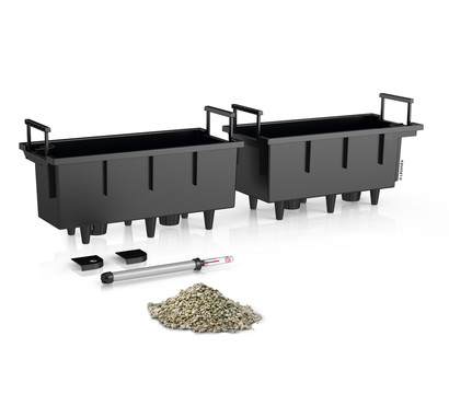 LECHUZA® 2x Kunststoff-Pflanzeinsätze inkl. Bewässerungs-Set Balconera, rechteckig