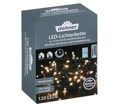 Dehner LED-Lichterkette, 120 LEDs, warmweiß, inkl. Fernbedienung