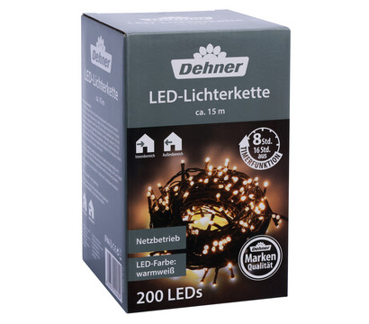 Dehner LED-Lichterkette, 200 LEDs, warmweiß, ca. L1500 cm