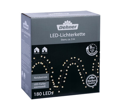 Dehner LED-Lichterkette Stern, 180 LEDs, warmweiß, ca. L300 cm