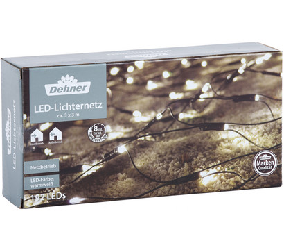 Dehner LED-Lichternetz, 192 LEDs, warmweiß, ca. B300/H300 cm