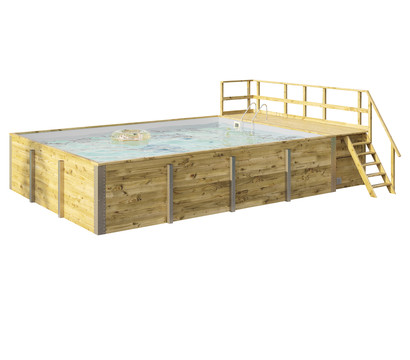 Weka Massivholzpool 595 Gr. 2, ca. B650/H201/T490 cm, Folie Hellgrau