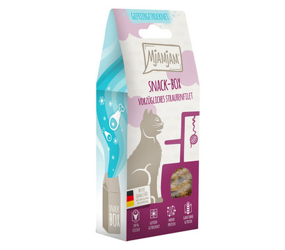 MjAMjAM® Katzensnack Snackbox vorzügliches Straußenfilet, Adult, 40 g