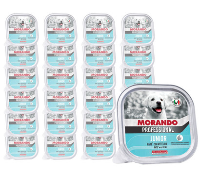 MORANDO Professional Nassfutter für Hunde Pastete Junior, Kalb, 22 x 150 g