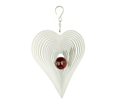 NATURE'S MELODY Windspiel Cosmo Herz, 18,5 x 4,5 x 27 cm, silber/rot