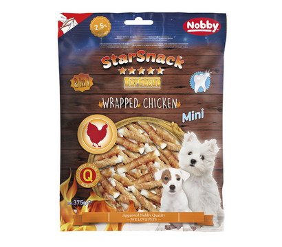 Nobby StarSnack Hundesnack Barbecue Mini Wrapped Chicken, Hühnchen, 375 g
