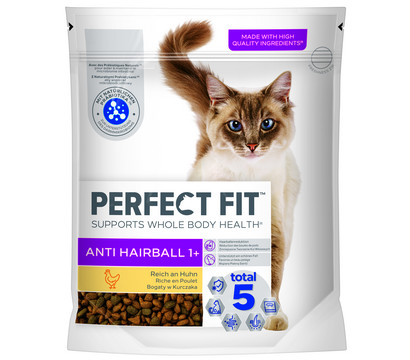 Perfect Fit® Trockenfutter für Katzen Antihaarball, Adult 1+, Huhn, 750 g