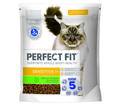 Perfect Fit® Trockenfutter für Katzen Sensitive, Adult 1+, Truthahn, 5 x 1,4 kg