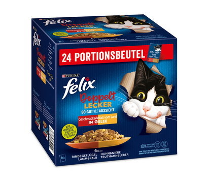 PURINA felix® Nassfutter für Katzen Doppelt Lecker Geschmacksvielfalt vom Land