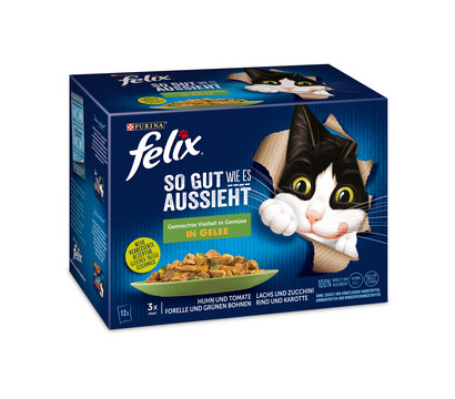 PURINA felix® Nassfutter für Katzen So gut wie es aussieht Gemischte Vielfalt, Gemüse