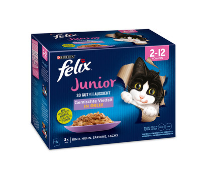 PURINA felix® Nassfutter für Katzen So gut wie es aussieht Gemischte Vielfalt Junior