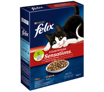 PURINA felix® Trockenfutter für Katzen Countryside Sensations®, Rind, Huhn & Gemüse, 1 kg