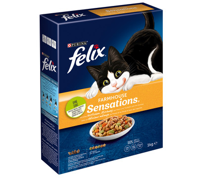 PURINA felix® Trockenfutter für Katzen Farmhouse Sensations®, Huhn, Truthahn & Gemüse, 1 kg
