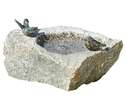 Rottenecker Granit-Vogeltränke mit Bronzevögeln