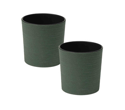 Siena Garden Kunststoff-Topf ECO Lens, rund, grün, ca. Ø25/H25 cm, 2er-Set
