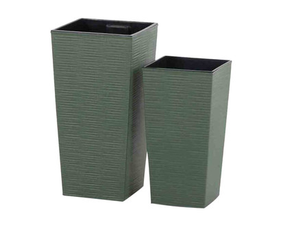 Siena Garden Kunststoff-Topf-Set ECO Nizza, konisch, grün, ca. B25/H46,5/T25 & B30/H57/T30 cm, 2-teilig